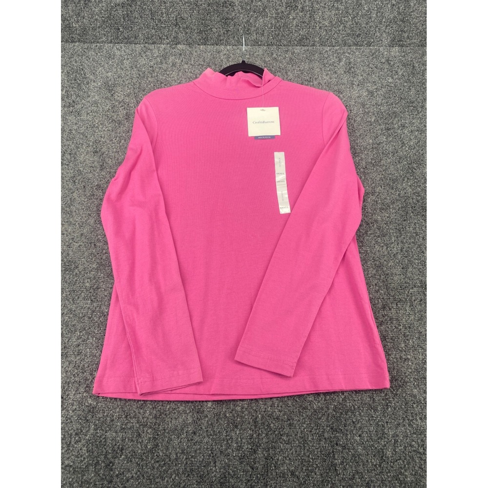Croft & Barrow Mock Neck Long Sleeve Top Womens Small Ibis Rose Pink Casual New